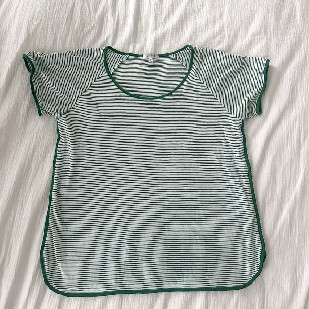 Lake Pajamas Green Stripe Top sz large